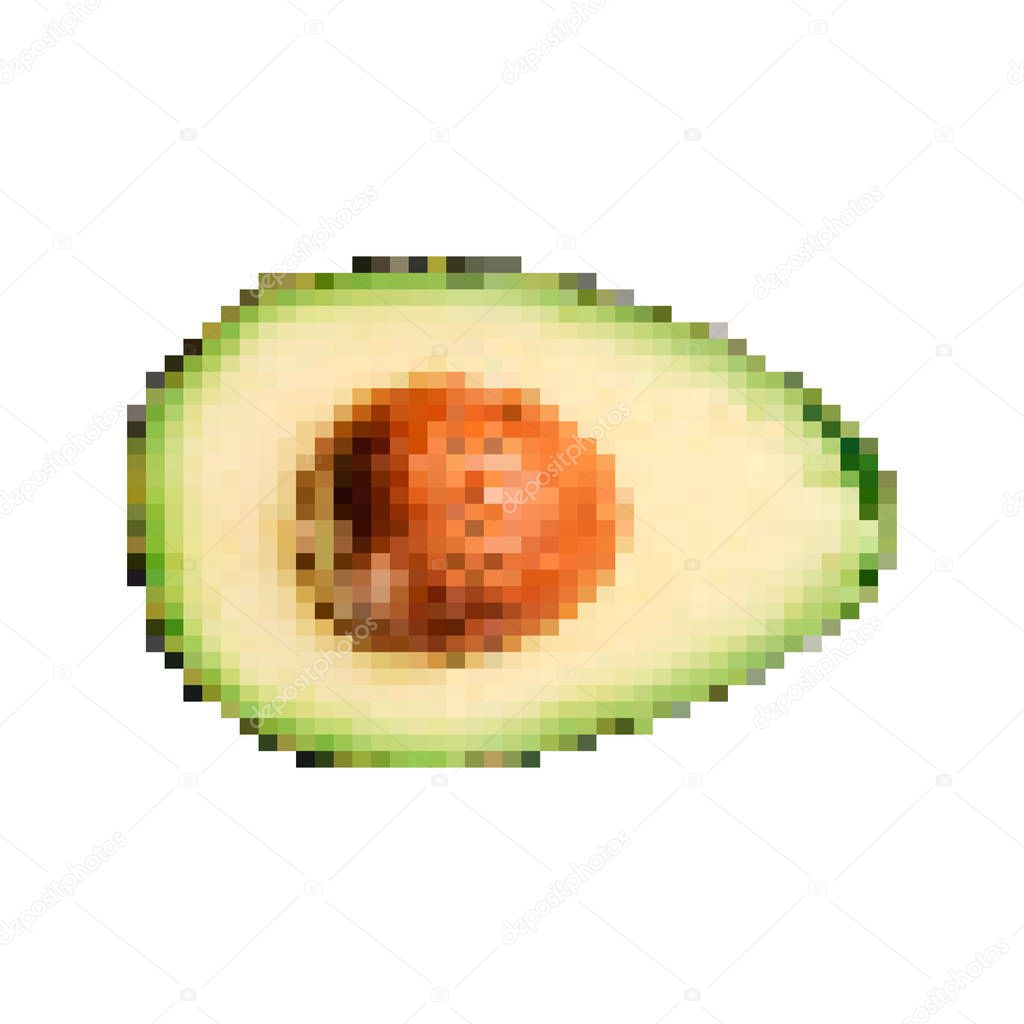 Low poly avocado Pixel fruit vector