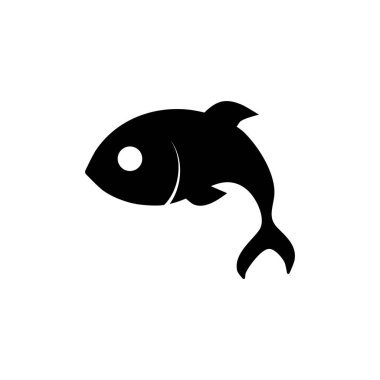 Balığı web simgesi. Düz tasarım. Deniz ürünleri sembolü. Balık simgesi. Logo şablonu. Vektör simgesi Balıkçılık Kulübü veya online alışveriş. Restoran Menü.