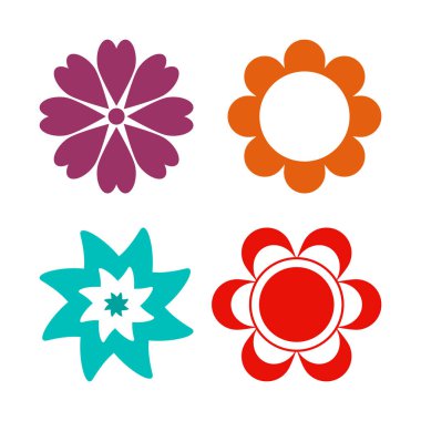 Çiçek vektör simgesi. Gerbera, papatya ve gaillardia çiçekler.