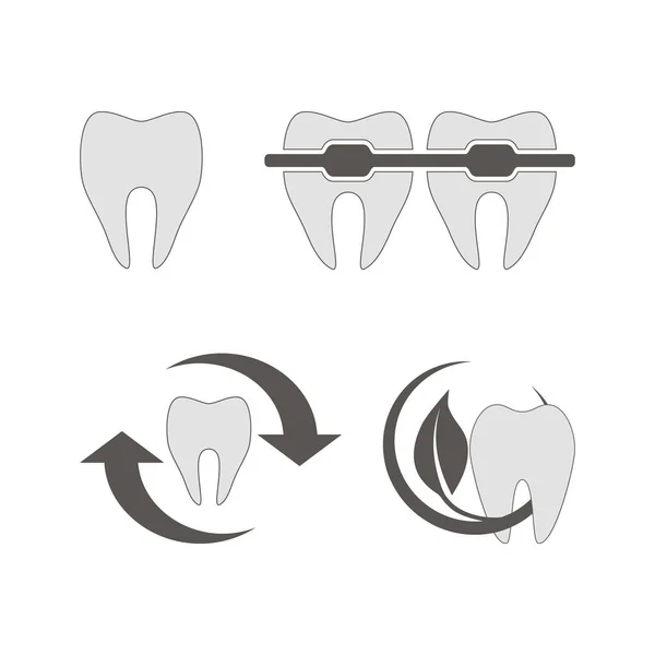 Dent Avec Bretelles Dent Avec Cercle Flèche Logo Ensemble Icônes — Image vectorielle