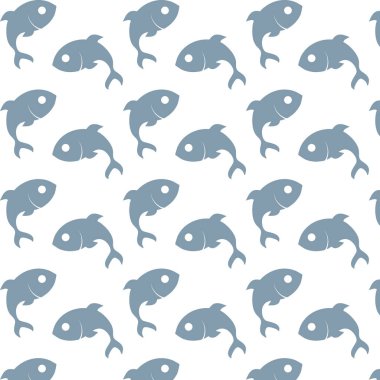 Mavi balık desen, beyaz arka plan