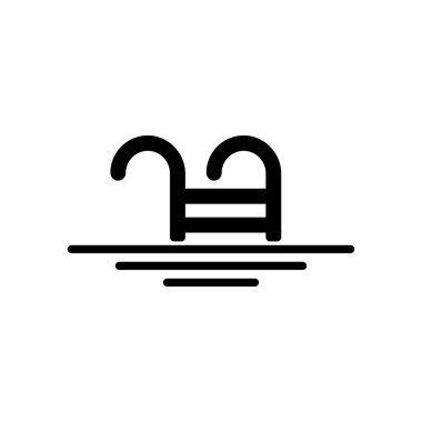 Havuzu izole en az tek düz doğrusal simge. Merdiven satırı vektör simgesi Web siteleri ve cep için.