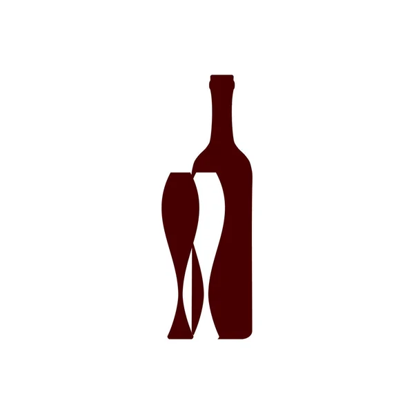 Silueta Botella Vino Vidrio Icono Copa Vino Para Vino Bodega — Vector de stock