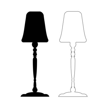 Siluet zemin lambaları kümesi. Işık için ev kapalı. Icon collection. Dekorasyon. Ev iç evi telefon ya da bilgisayar oyunları. Vektör çizim.