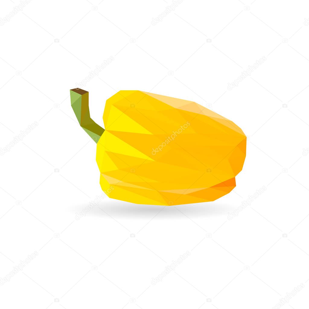 Low poly pepper. Polygonal illustration isolated on white background. Geometric polygonal vegetables, triangles. Triangle paprik. Triangulation of a ripe pepper.