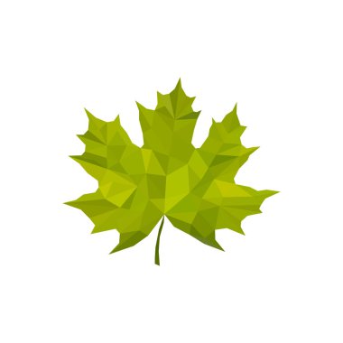 Akçaağaç yaprağı. Vektör Çokgen simgesi. Yaprak Illustration. Kanada sembolü. Yeşil akçaağaç yaprağı.