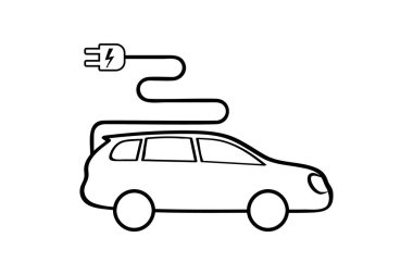 elektrikli araba simgesi, hat vektörü