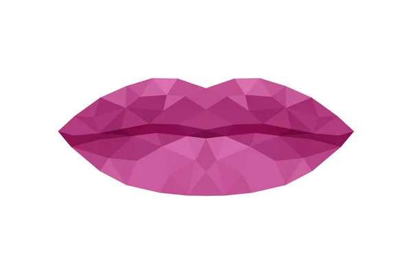 多角形から作られた三角形の唇 赤い折り紙唇 ベクトル抽象的な明るい幾何学的な図 ベクトル抽象的な明るい幾何学的イラスト白背景に 女性の完全な唇 — ストックベクタ