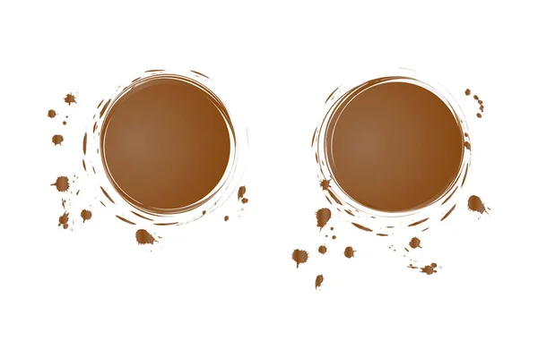 污渍和痕迹 咖啡的飞溅 设置咖啡飞溅和打印 棕色咖啡污渍和印迹从玻璃 白色背景上隔离的咖啡污点 — 图库矢量图片