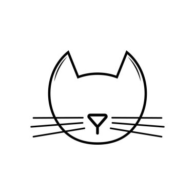 Beyaz arka planda baş kedi siyah siluet. Vektör illüstrasyon. Evcil hayvan simgesi