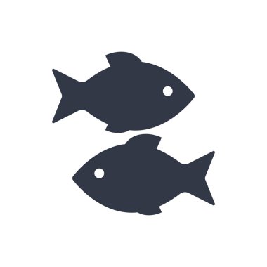 Balığı web simgesi. Düz tasarım. Deniz ürünleri sembolü. Balık simgesi. Logo şablonu. Vektör simgesi Balıkçılık Kulübü veya online alışveriş. Restoran Menü.