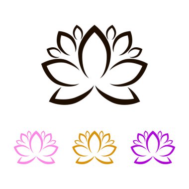 Sistem durumu logosu şablonu. Stilize yoga şekli. Soyut lotus sembolü.  