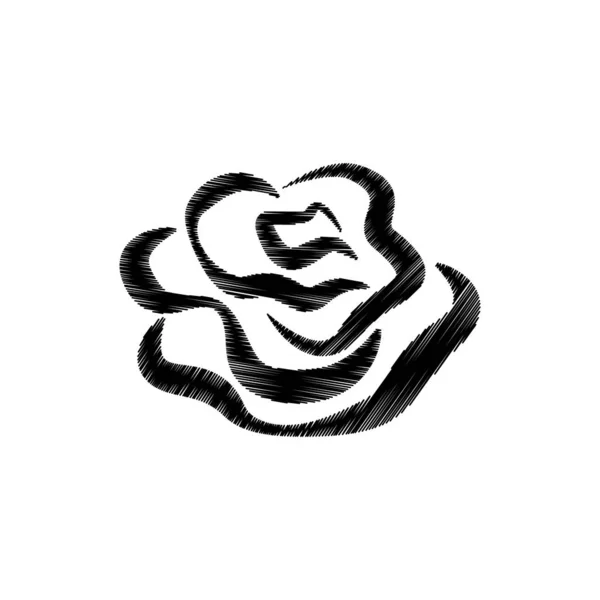 Чорна Троянда Значок Валентинка Символ Векторні Ілюстрації — стоковий вектор