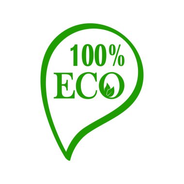 yeşil çizgi simgesi, 100 % eko texy, vektör illüstrasyon