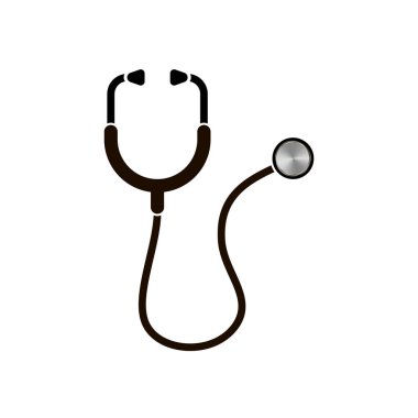 siyah stetoskop simgesi, vektör illüstrasyon