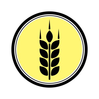 Wheat spike button. Grain plant silhouette. Wheat logo. Template vector icon.