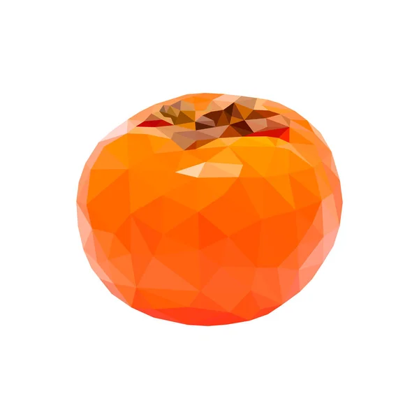 Polygonaler Persimmon Weißer Hintergrund Exotische Früchte Low Poly Stil Persimmon — Stockvektor