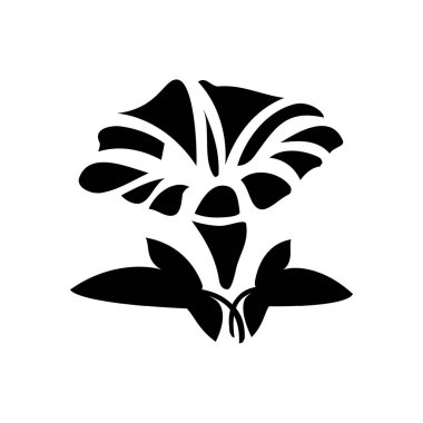 beyaz arka plan üzerinde siyah çiçek, vektör simgesi