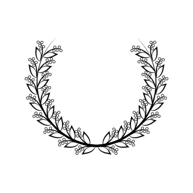 Daire çerçeve içinde çizgi yaprağı. İllüstrasyon vektörü. Yaprak sınırı. Yaprak çelengi.