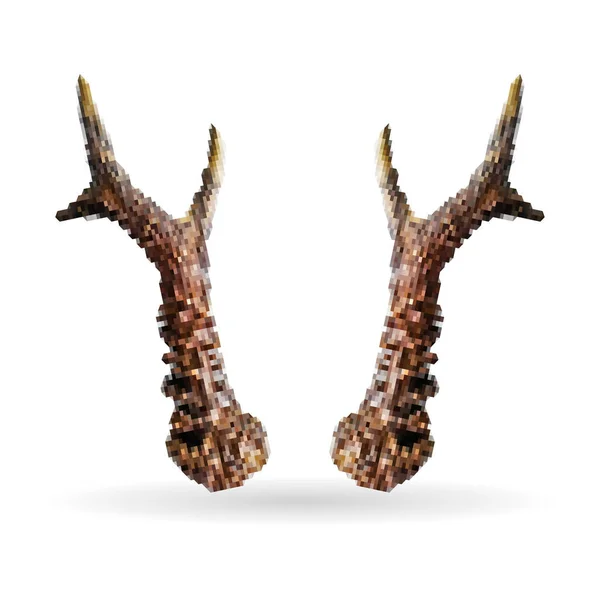 Deer Horns Design Rådjur Renar Djurens Silhuett Mode Logotypen Pixel — Stock vektor