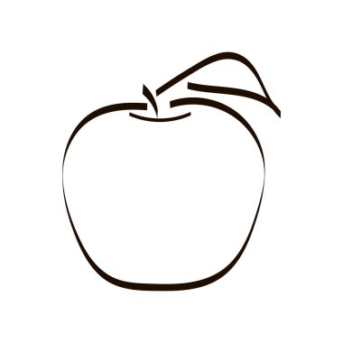 Beyaz arka planda elma çizgisi silueti.