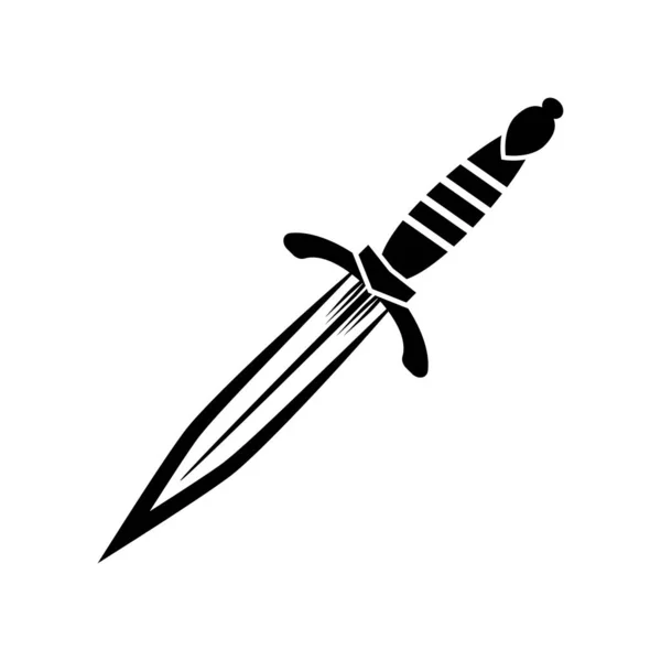 Contorno Dirk Tatuaje Daga Icono Del Cuchillo Espada Con Hoja — Vector de stock