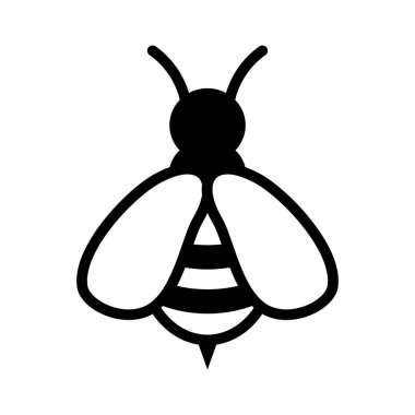 siyah arı simgesi, logo, vektör illüstrasyon
