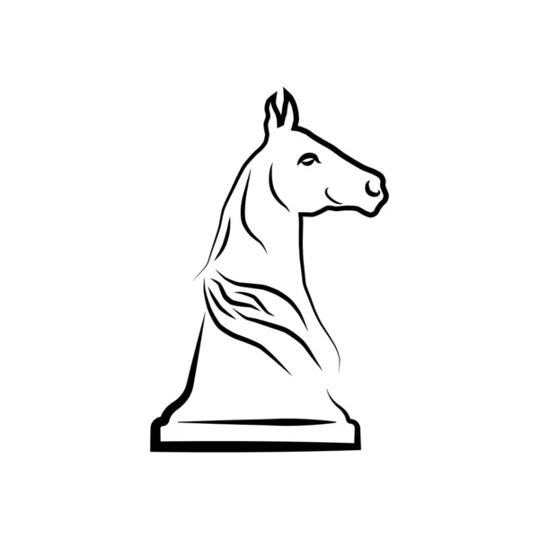 Icône Échecs Cheval Pictogramme Ligne Isolé Sur Fond Blanc Illustration — Image vectorielle