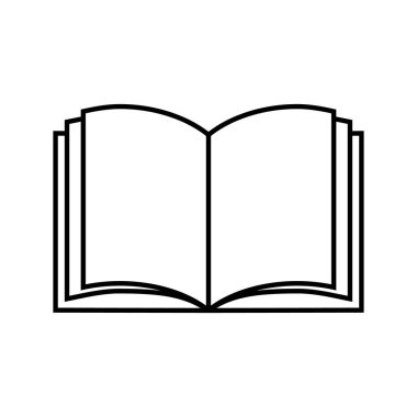Kitap simgesi. Eğitim sembolü. Beyaz arka plan üzerinde izole logo şablonu.