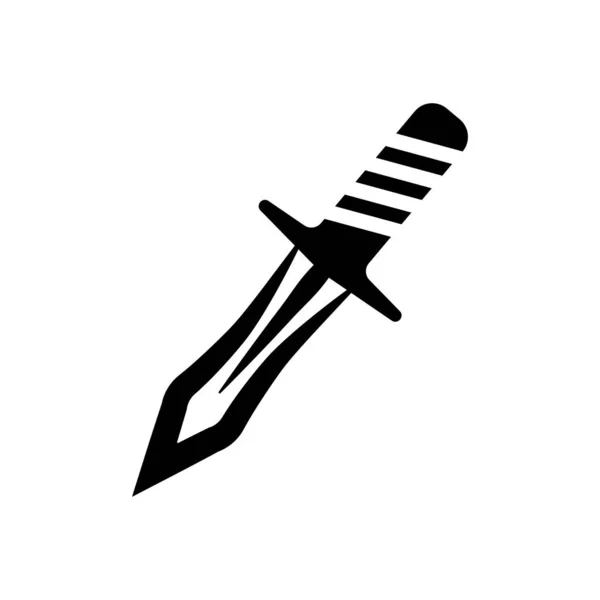 Obrys Dirku Tetování Dýky Ikona Nože Meč Ostrým Nožem Šablona — Stockový vektor