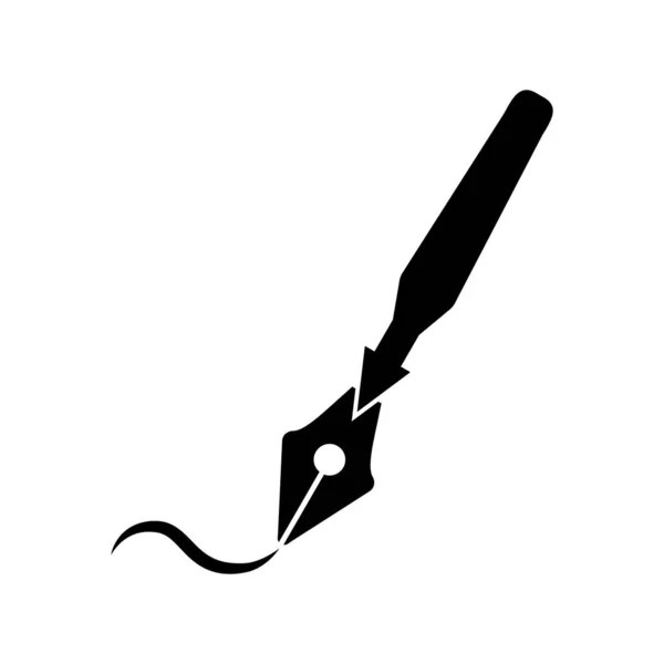 Yazar simgesi. Logo şablonu, kalem logosu, logo yazma. Vektör. İş sembolü. Kalem simgesi. Beyaz arkaplanda düz resim grafiği.