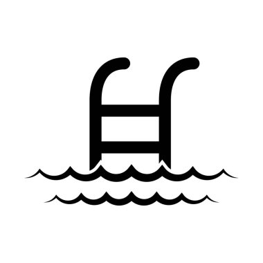 Havuzu izole en az tek düz doğrusal simge. Merdiven satırı vektör simgesi Web siteleri ve cep için.