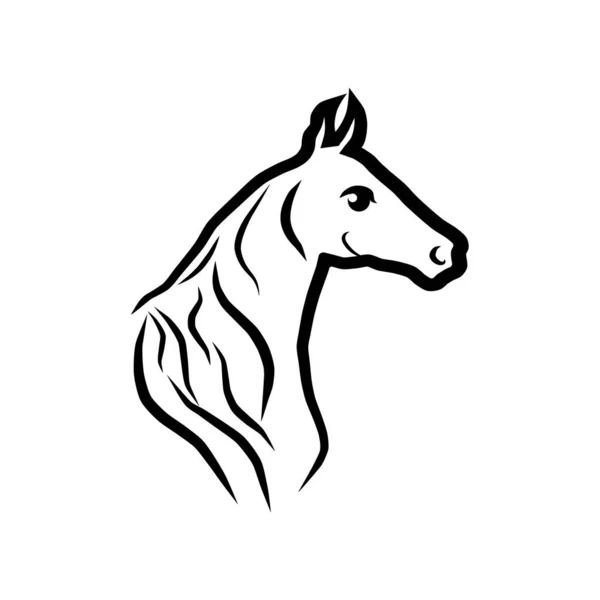 Чорний Силует Коня Векторні Ілюстрації Голова Коня Логотип Клубу — стоковий вектор
