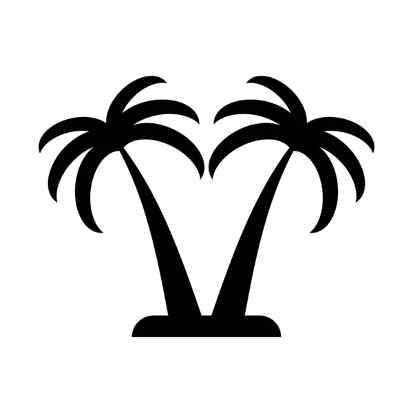 Summer Icon Vacation Symbol Palm Line Silhouette Tropical — Stock Vector