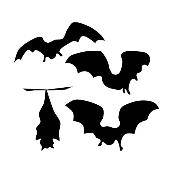 Halloween Black Fledermaus Icon Set Fledermaussilhouetten Halloween Symbol Element Der — Stockvektor