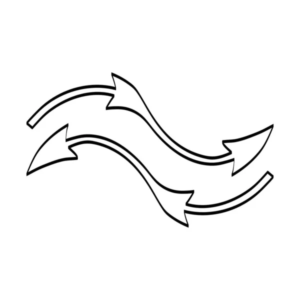 Black Line Arrow Icon White Background Wave — Stock Vector