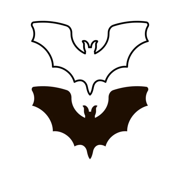 Sada Halloween Black Bat Ikon Netopýři Siluety Halloween Symbol — Stockový vektor
