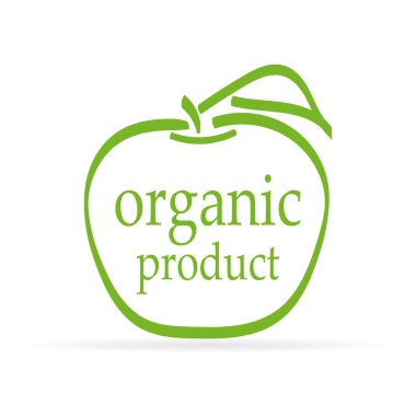 Beyaz arka plan üzerinde izole yeşil rozeti. Grafik apple için doğal kozmetik, sağlık, güzellik.