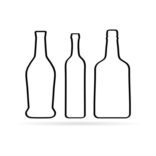 Silhouettes Different Glass Wine Bottles Set Bottles Silhouettes Different Shapes — Stock Vector