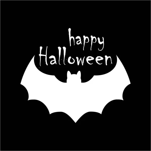 Icône Chauve Souris Blanche Avec Texte Joyeux Halloween Sur Fond — Image vectorielle