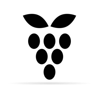 Üzüm simgesi. Gıda ürünü. Siluet. Sonbahar sembolü. Yapraklı üzümler. Düz simge.