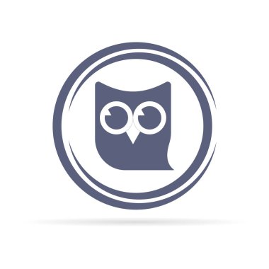 Baykuş simgesi. Eğitim logosu. Okul sembolü. Düğme.