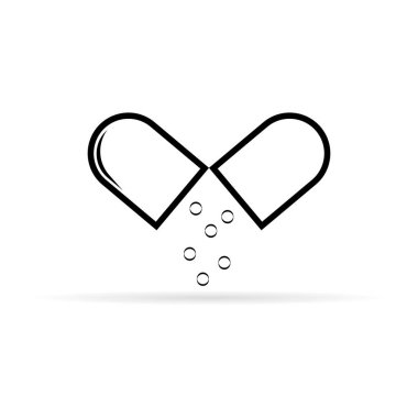 Tıbbi hap. Tıp simgesi. Capsule-Sağlık Hizmetleri simgesi.