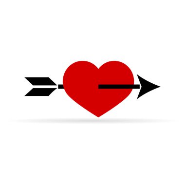 Siyah ok ile kırmızı kalp. Vektör Illustration.