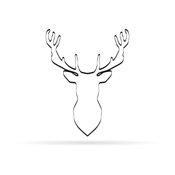 鹿头图标 模板徽标设计 鹿头的黑色矢量剪影 鹿角在白色背景上被隔离 圣诞象征矢量插图 — 图库矢量图片