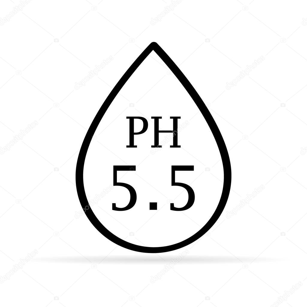 Water drop icon with ph 5.5. Vector illustration.