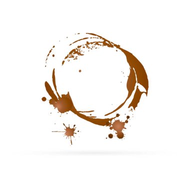 Lekeleri ve izleri. Kahve sıçraması. Kahve sıçraması ve baskılar düşer. Bir camdan kahverengi kahve lekeleri ve lekesi. Beyaz arka planda izole kahve lekesi. Çay lekeleri.