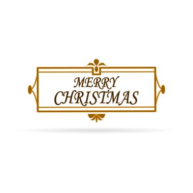 Merry Christmas yazı tasarımı. Metin tasarımı ile amblem. Bannerlar, tebrik kartları, hediyeler için kullanılabilir. Kaligrafi çizilmiş Noel dekorasyon. Tasarım etiketleri.