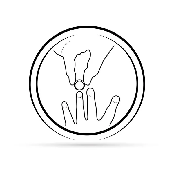 Ehering Symbol Linienvektor Illustration — Stockvektor