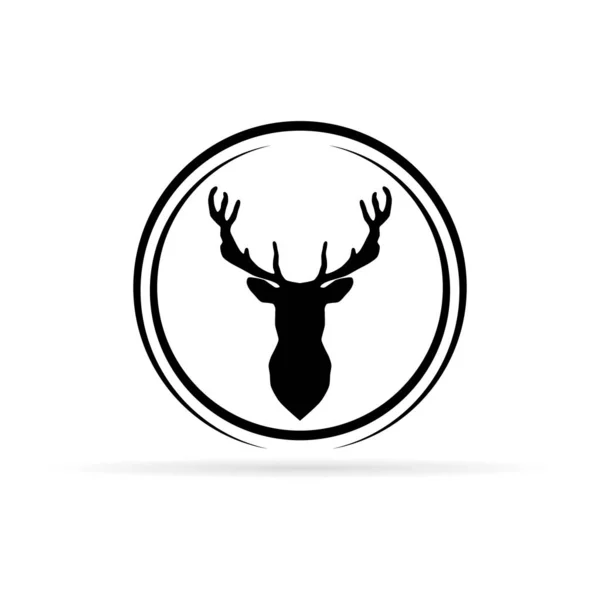 鹿头图标 模板徽标设计 鹿头的黑色矢量剪影 鹿角在白色背景上被隔离 圣诞象征矢量插图 — 图库矢量图片
